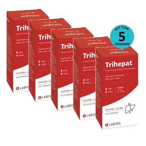 Kit 5 Suplemento Alimentar Trihepat Cães e Gatos 100mL - Labyes